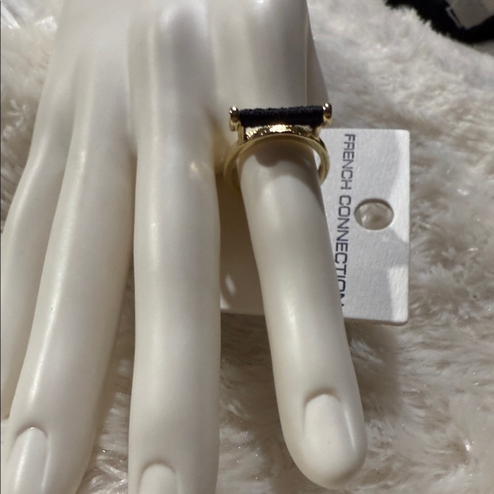French Connection Gold Ring with Black Detail